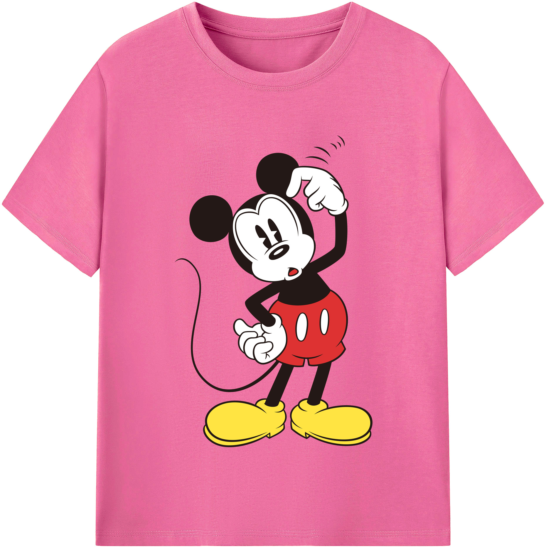 （画像用） ミッキーマウス Mickey Mouse レディースカジュアルプリントTシャツ（綿100％）